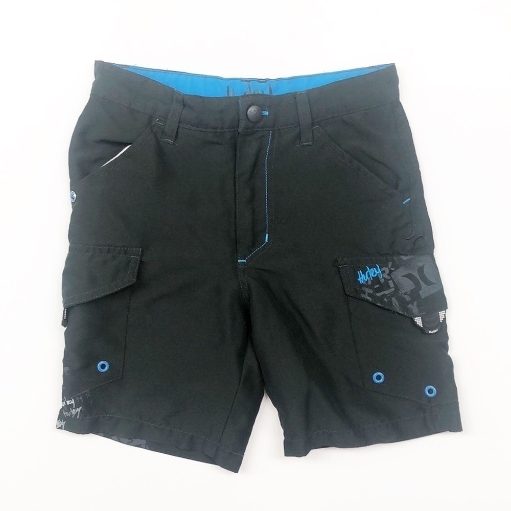 Hurley black/blue little boys swim trunks